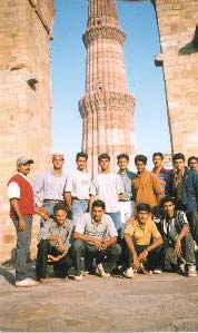 Mangalore University Volleyball Team on thier way back from HP, Coach in Red, Mr. Balachandran